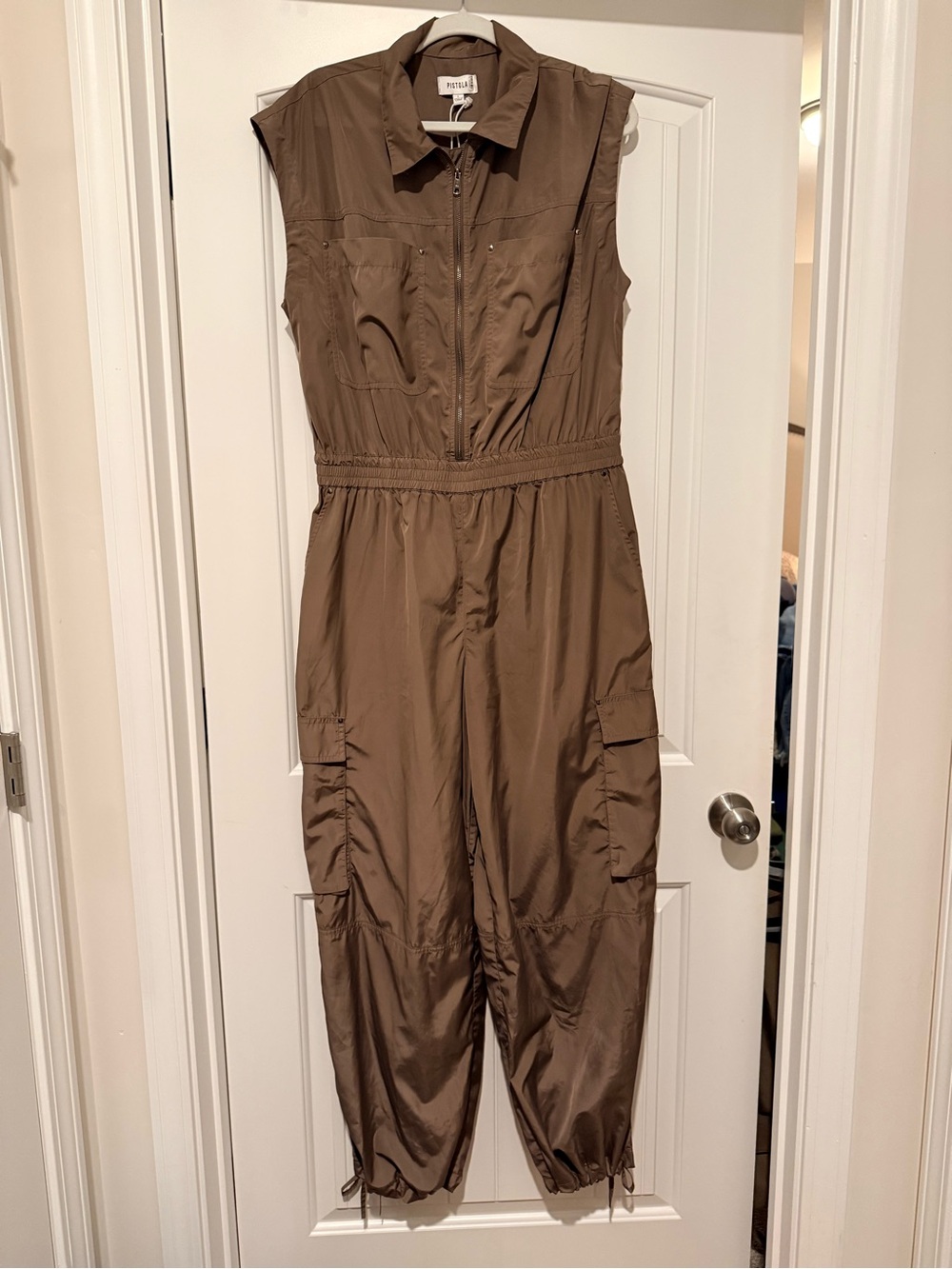 Pistola Brown Sleeveless Utility Jumpsuit